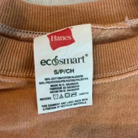 Hanes | Unisex Garment Dyed Crewneck Sweatshirt - Burnt Orange / Sz S - Picture 4 of 5